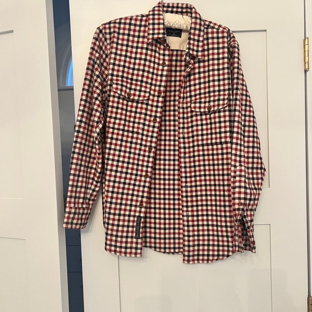Abercrombie & Fitch Red and Black Checkered Button-Up Shirt